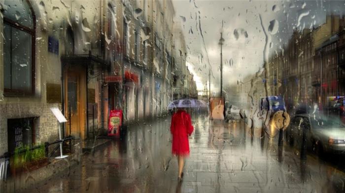 欧美美女街头雨中漫步小清新唯美养眼写真