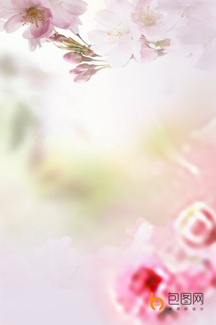 粉色背景 桃花季节春天唯美海报背景