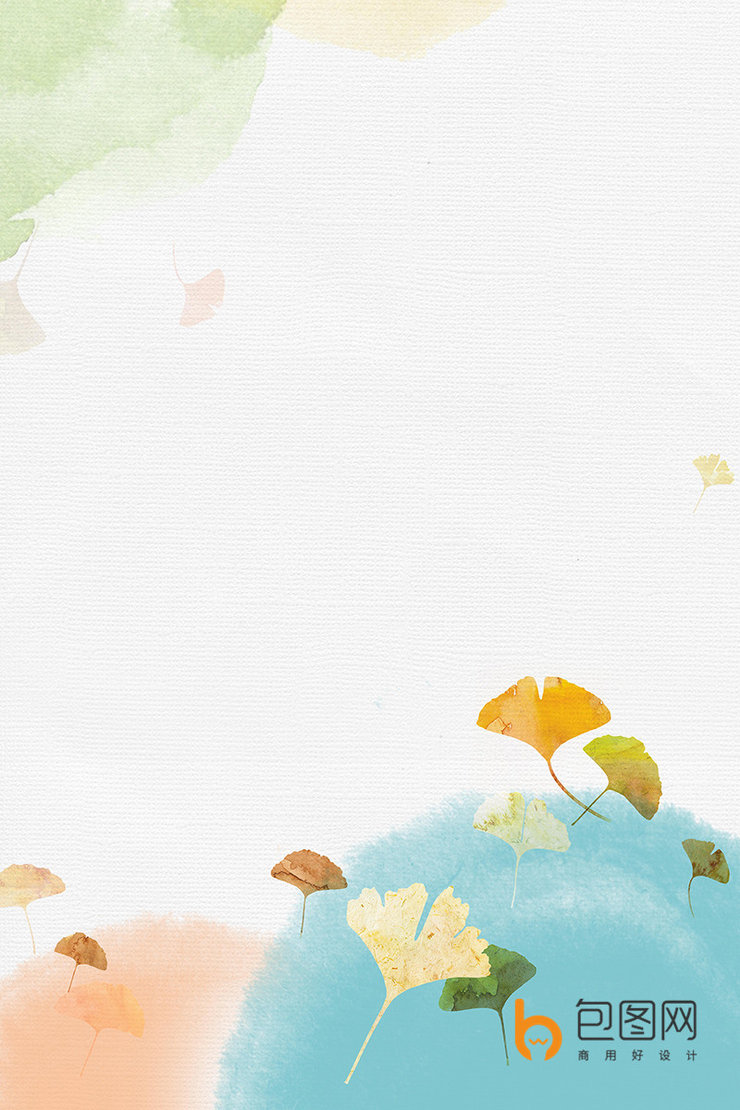 清新水墨水彩秋季背景 高清壁纸