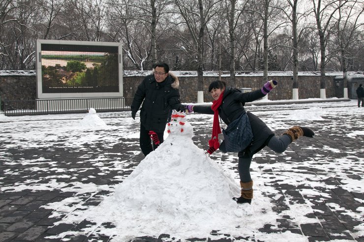 摄影图片 北京 快乐的雪中行